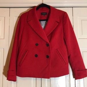 Talbots Double Breasted Textured Red Blazer Front Pockets SZ 10P R1